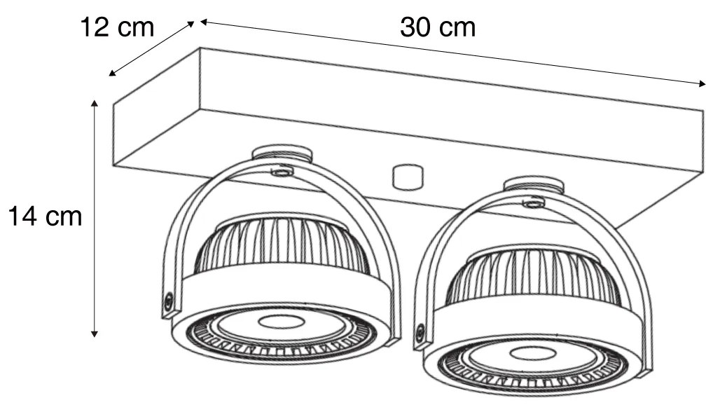 Nowoczesny reflektor natynkowy czarny z możliwością ściemniania LED 2-źródła światła - Apollo Nowoczesny Oswietlenie wewnetrzne