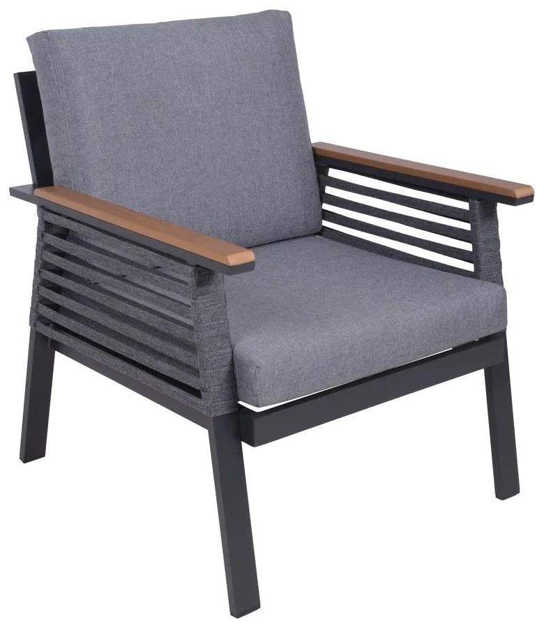Ciemnoszary aluminiowy zestaw mebli ogrodowych dla 4 osób Denia – Garden Pleasure