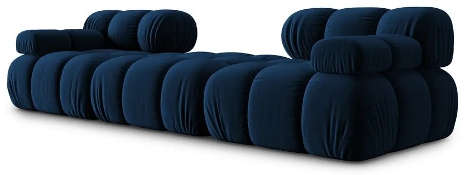 Niebieski aksamitny narożnik Bellis – Micadoni Home