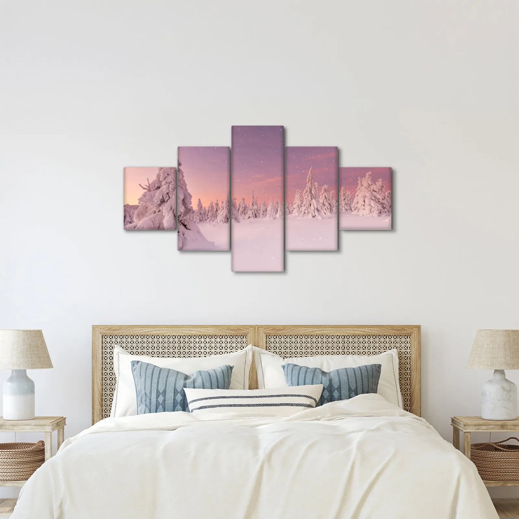 Obraz - Drzewa pod warstwą śniegu (125x70 cm)