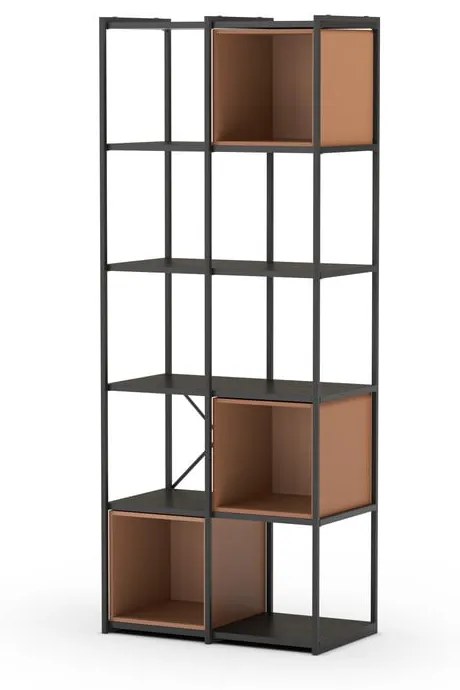 Czarno-ceglasty regał 71x179 cm Anya – Marckeric