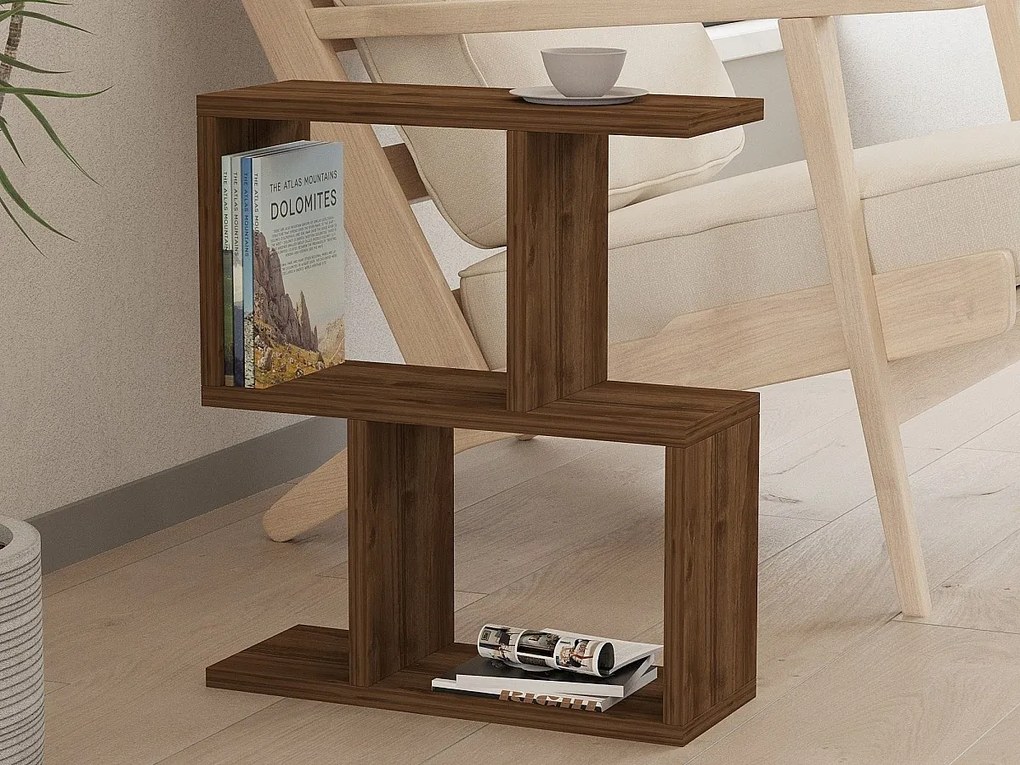 Skandynawski stolik kawowy z dwoma poziomami z orzecha włoskiego L45 cm - ZET