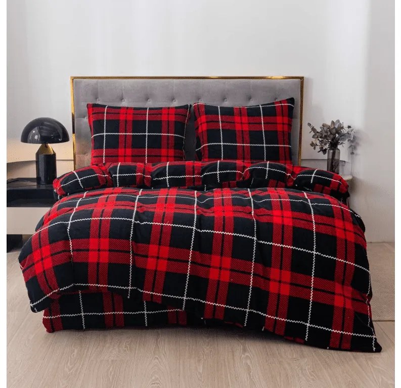 PrzytulneMieszkanie.pl PrzytulneMieszkanie.pl Pościel z mikropluszu ALBURY czerwona Rozmiar pościeli: 2 szt 70 x 90 cm | 200 x 220 cm