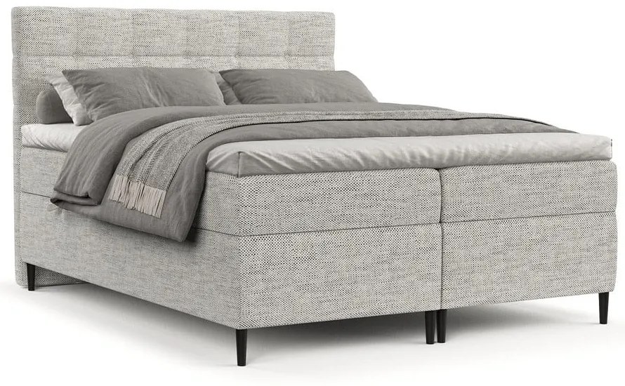 Jasnoszare łóżko boxspring ze schowkiem 160x200 cm Urbaneo – Maison de Rêve