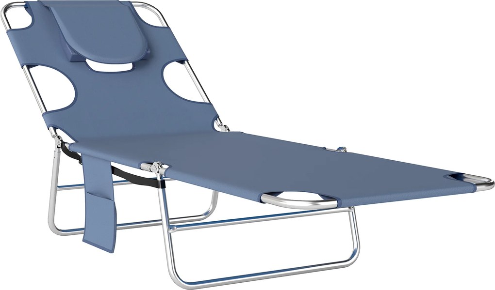 Outsunny Leżanka ogrodowa z wyściełanym otwarciem na twarz, leżanka masażowa na zewnątrz z boczną kieszenią, Tkanina, Metal, Szary