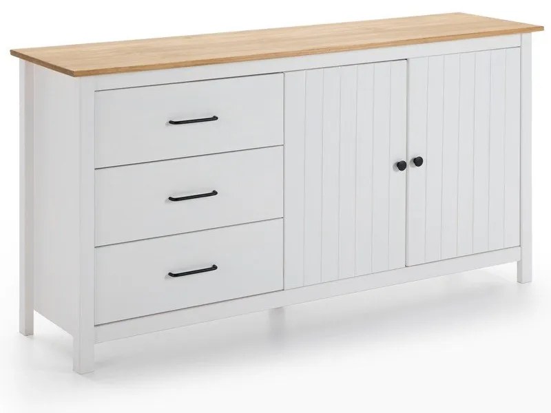 Biała niska komoda z litego drewna sosnowego 150x80 cm Miranda – Marckeric