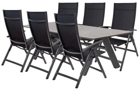 NOVA AVANTAGE antracyt - zestaw ogrodowy aluminiowy 6+1