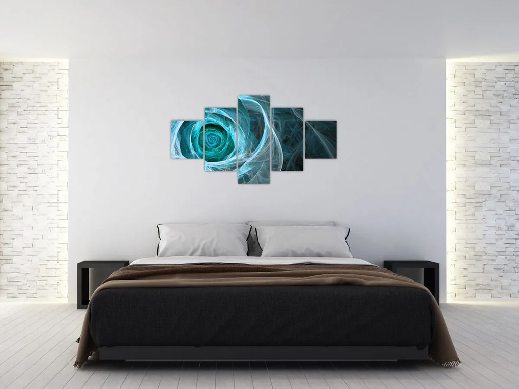 Obraz - Abstrakcyjny różowy niebieski z czarnym tłem (125x70 cm)
