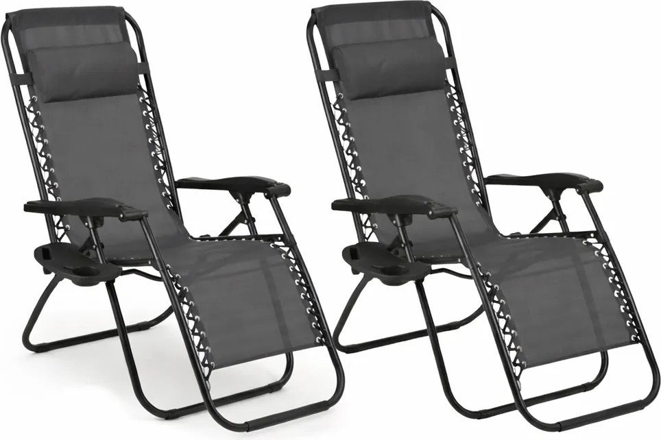 Zestaw 2 składanych leżaków ogrodowych Malibu TDC2502, kolor szary