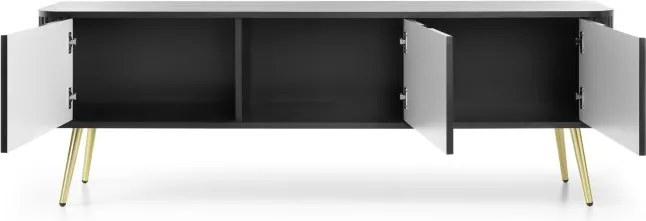 ZURI Szafka RTV-168 czarna | złote nogi