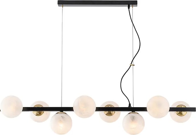 Lampa wisząca Adrian z czarnego lakierowanego i brązowionego żelaza, 8 lamp, dł. 121 x 30, BL278-8-NR