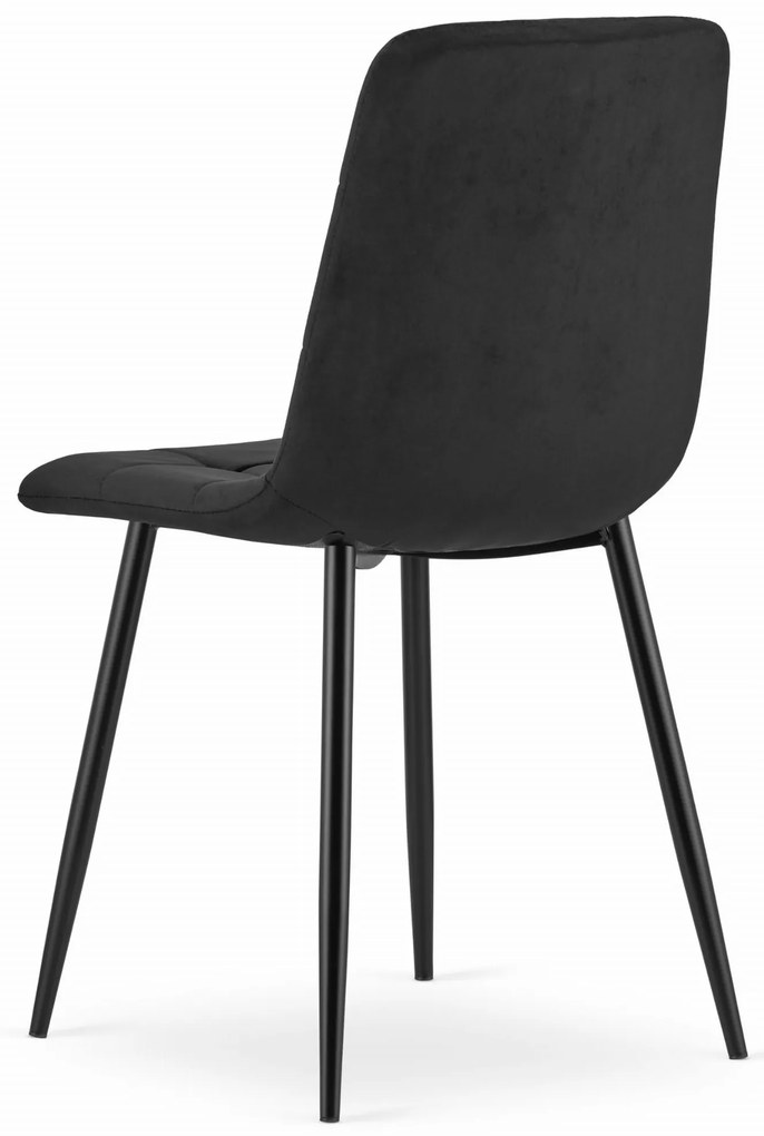 Krzesło aksamitne KARA czarne na czarnych nogach