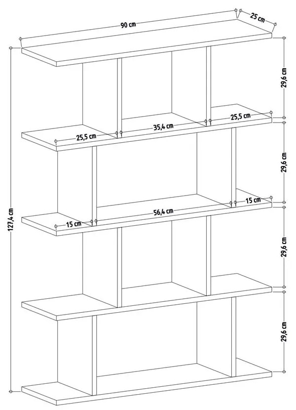 Biały regał 90x127 cm Harmon – Kalune Design