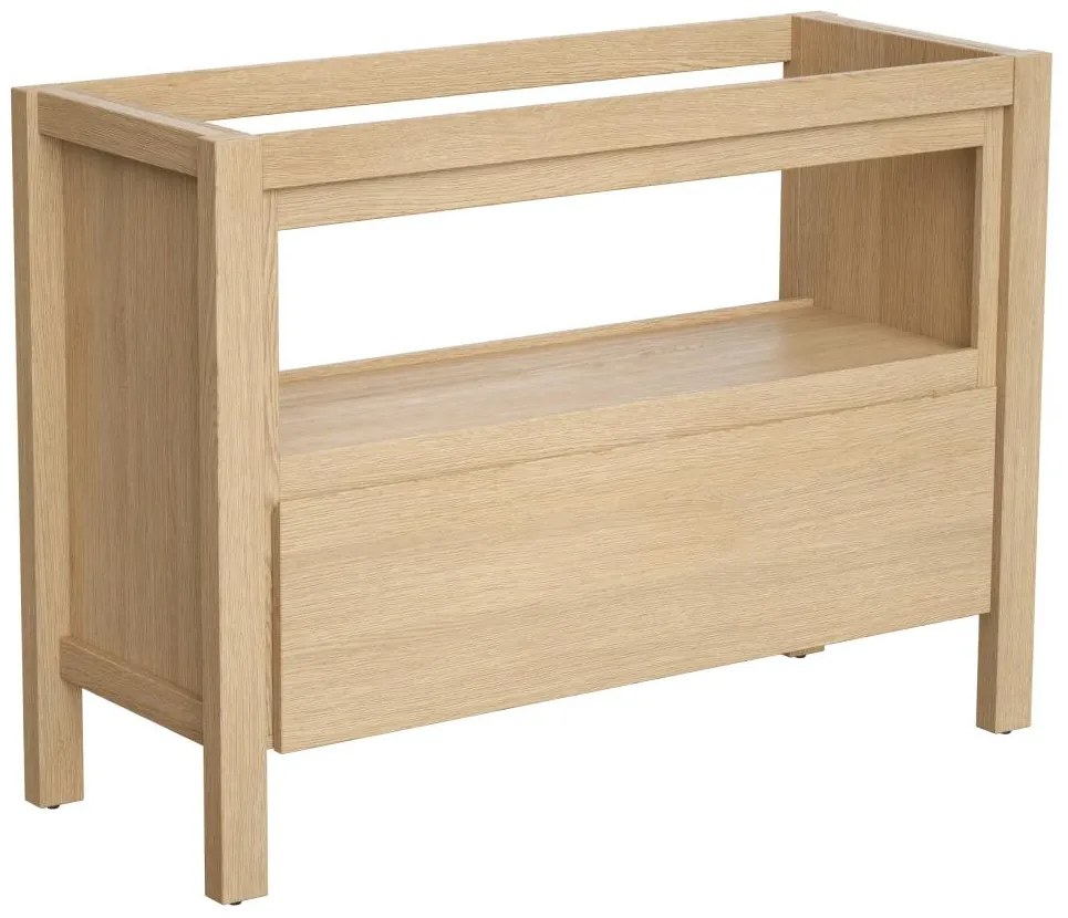 Szafka pod umywalkę z półką do przechowywania - Okleina dębowa - 120 cm - COSMOTI