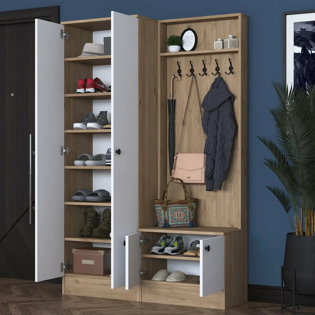 Zestaw do przedpokoju Pone White and Walnut II