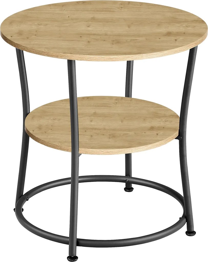 Okrągły stolik kawowy z półką dąb artisan - Ineo 3X