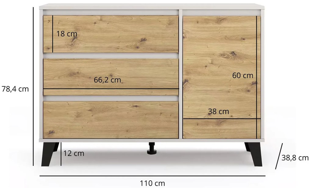 Komoda na ubrania kaszmir + dąb artisan R5-B95