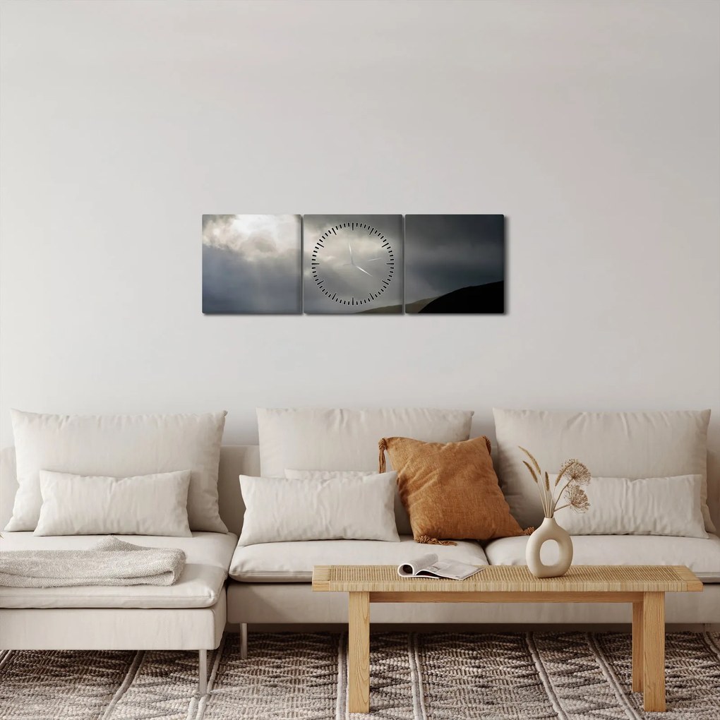 Obraz zbliżającej się burzy (z zegarem) (90x30 cm)