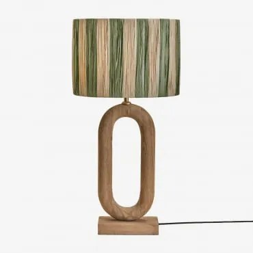 Lampa Stołowa Z Drewna Mango Tiberia Drewno Mango & Armia Marsali Green - Sklum