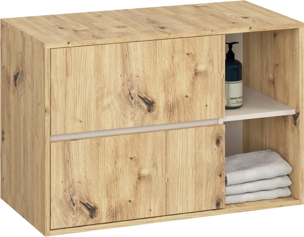Szafka pod umywalkę z szufladami 90 cm dąb artisan + kaszmir G8-S06