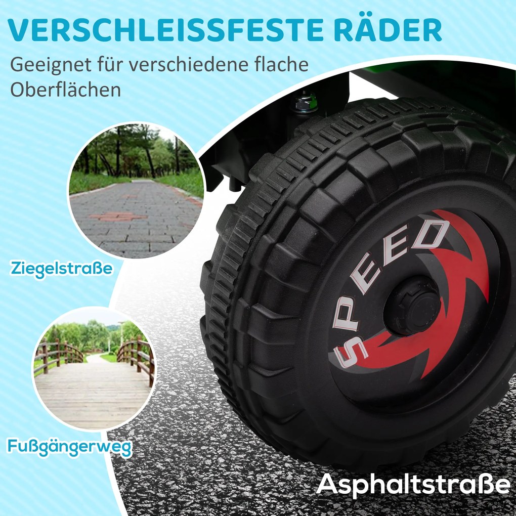 HOMCOM Elektryczny quad dla dzieci, 2,5 km/h, bieg przód &amp; tył, dla 18-36 miesięcy, Zielony