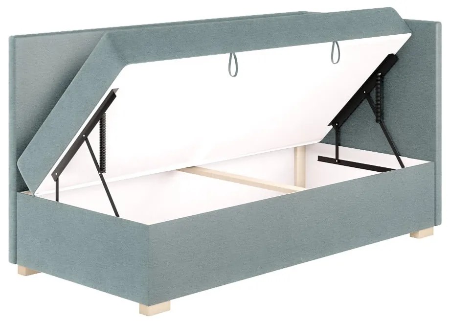 Niebieskie narożne łóżko dziecięce ze schowkiem i materacem 90x200 cm Flexi – Ghado