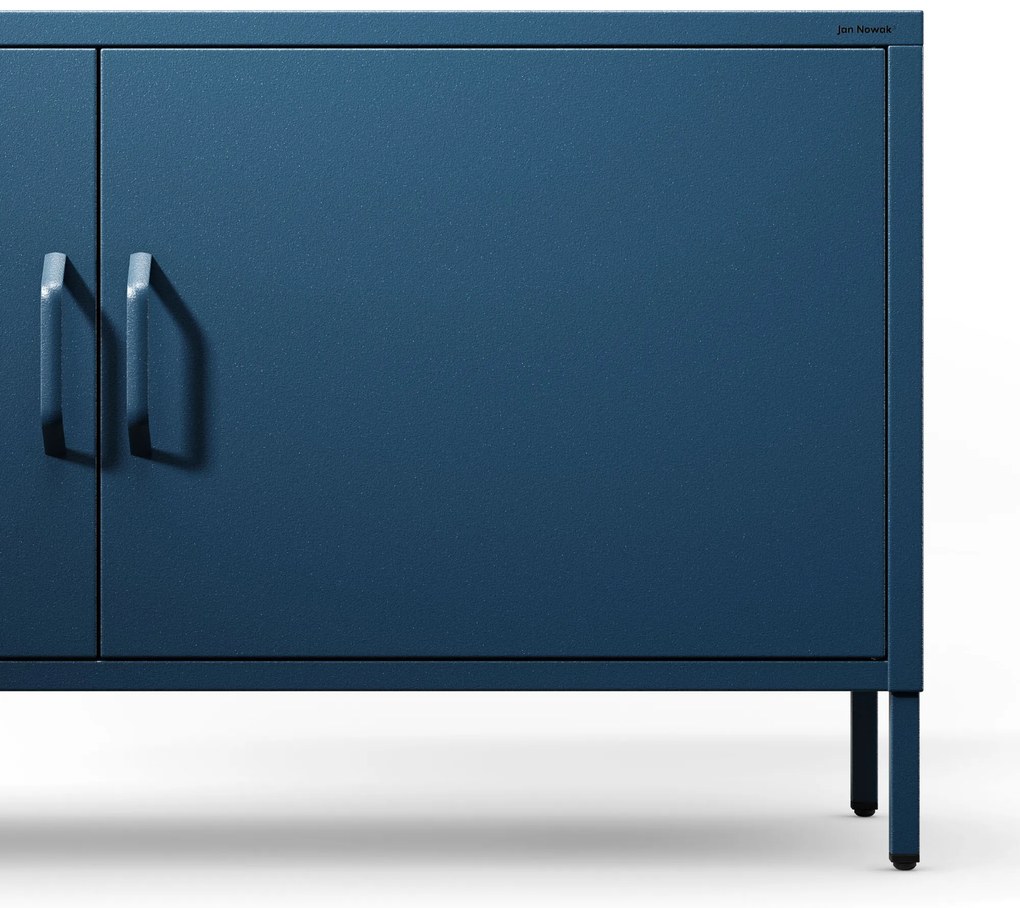 Szafka RTV metalowa na nóżkach granatowa, 1150x595x400 mm: ROSA Modern
