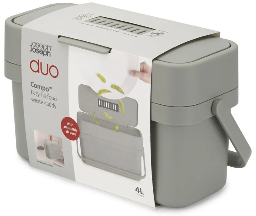 Szary pojemnik na odpadki organiczne 4 l Duo – Joseph Joseph