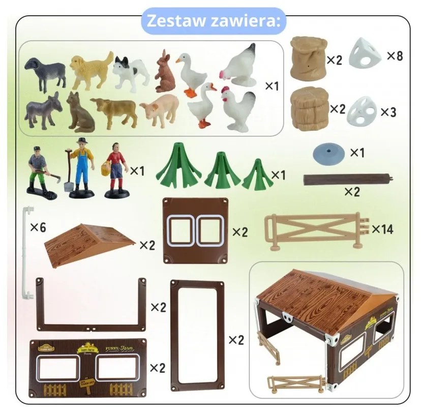 Woopie zestaw mały rolnik farma zagroda + zwierzęta i akcesoria