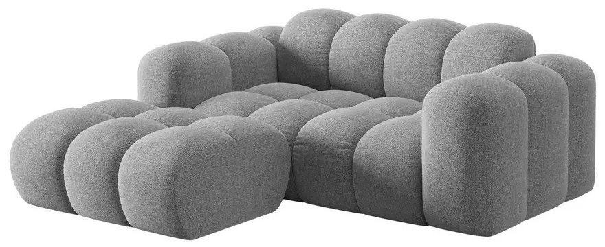 Jasnoszary narożnik z tkaniny szenilowej (lewostronny/z szezlongiem) Treno – Cosmopolitan Design