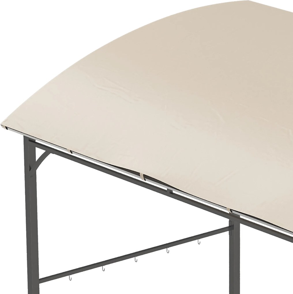 Outsunny Solidny Pawilon nad Grillem - Zadaszenie, Odporny na Deszcz, Haczyki, Stal, Beżowo-Czarny, 215x150x182/220cm