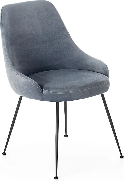 Nowoczesne krzesło tapicerowane "Alyssa" welurowe, kolor aqua grey, 49,5x48,5 cm, 80h