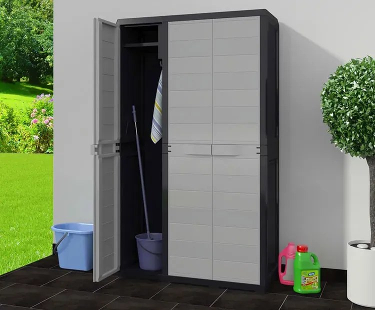 Wielofunkcyjna szafa do ogrodu i piwnicy czarny + szary T7-T63