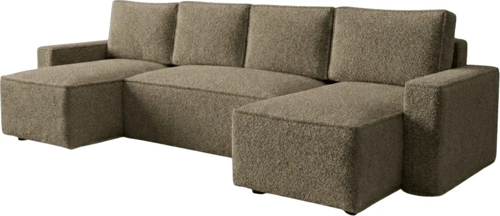 Rozkładana sofa narożna w kształcie U SMART BOUCLE 303x143 cm, ciemnobeżowa