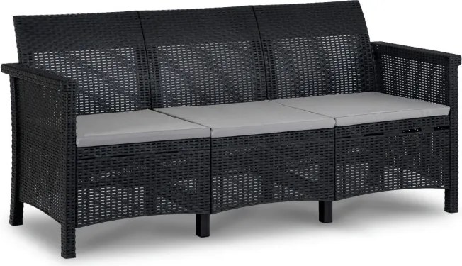 Zestaw Mebli Ogrodowych SAVIO Czarny Sofa 2x Fotel Stolik Tarasowy Technorattan Nowoczesny