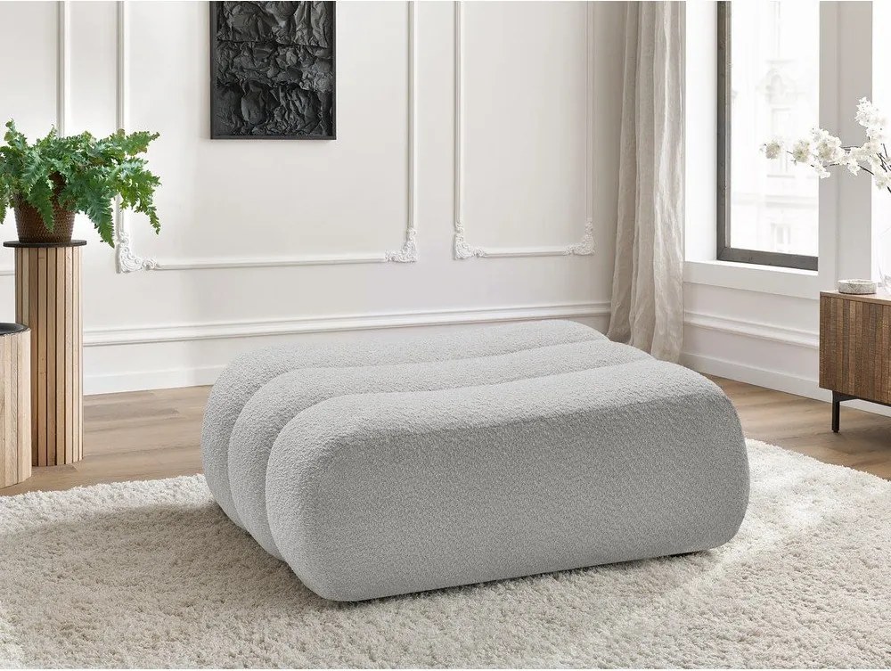 Jasnoszary podnóżek z materiału bouclé Azra – Bobochic Paris