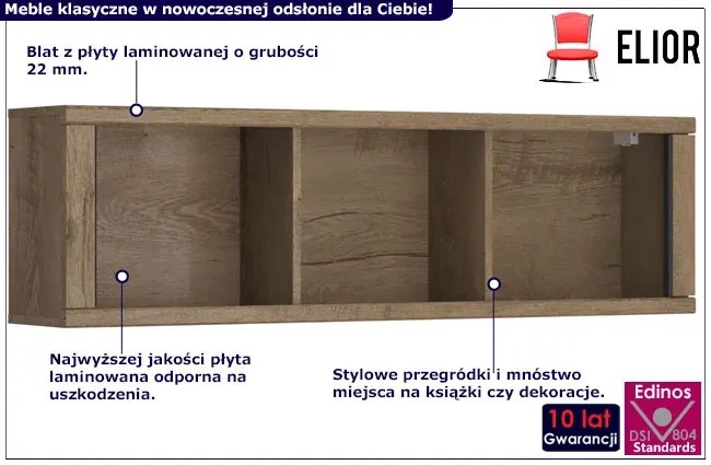 Regał wiszący do salonu klasycznego dąb lefkas - Aiken 10X