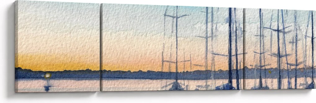 Obraz - Żeglarstwo, akwary (170x50 cm)