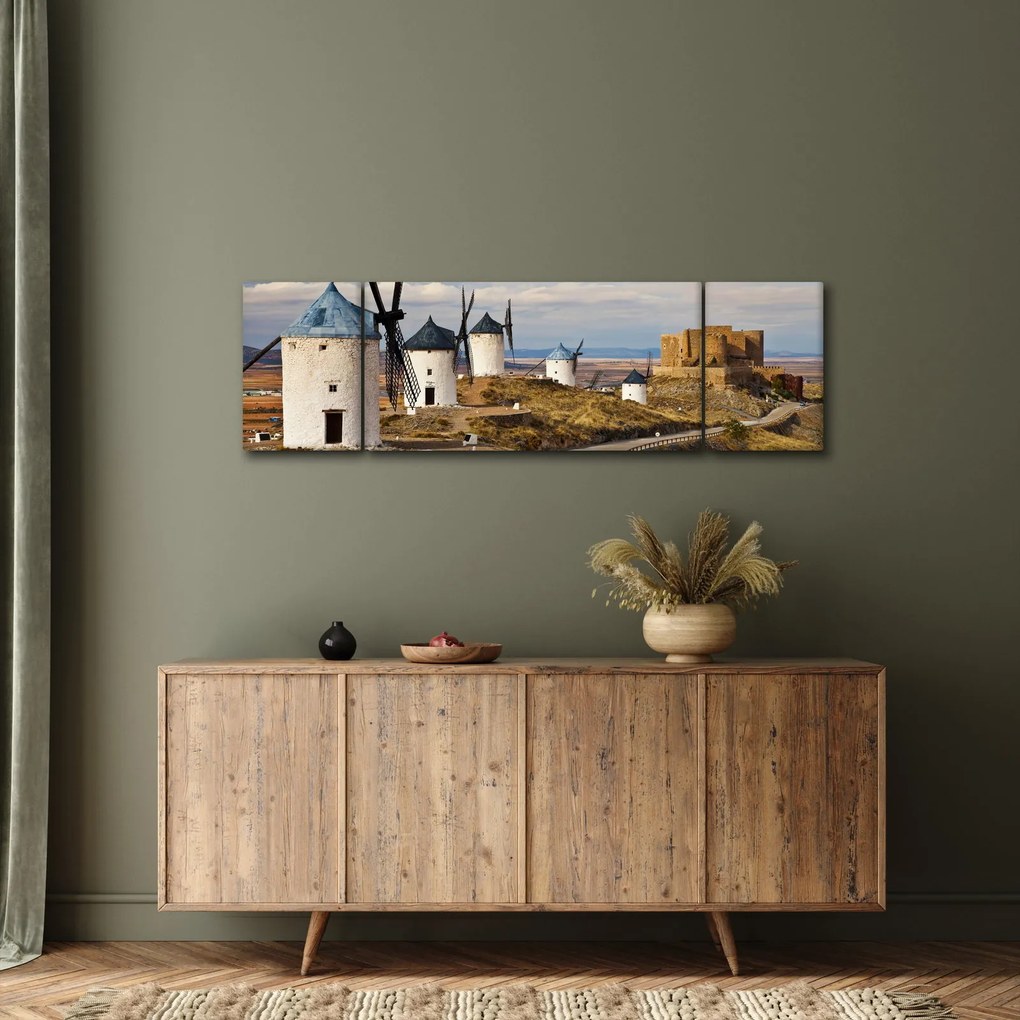 Obraz - Wiatraki Consuegra, Hiszpania (170x50 cm)