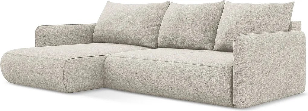 Narożnik lewostronny z funkcją spania - z tkaniny szenilowej - srebrny - NANEA