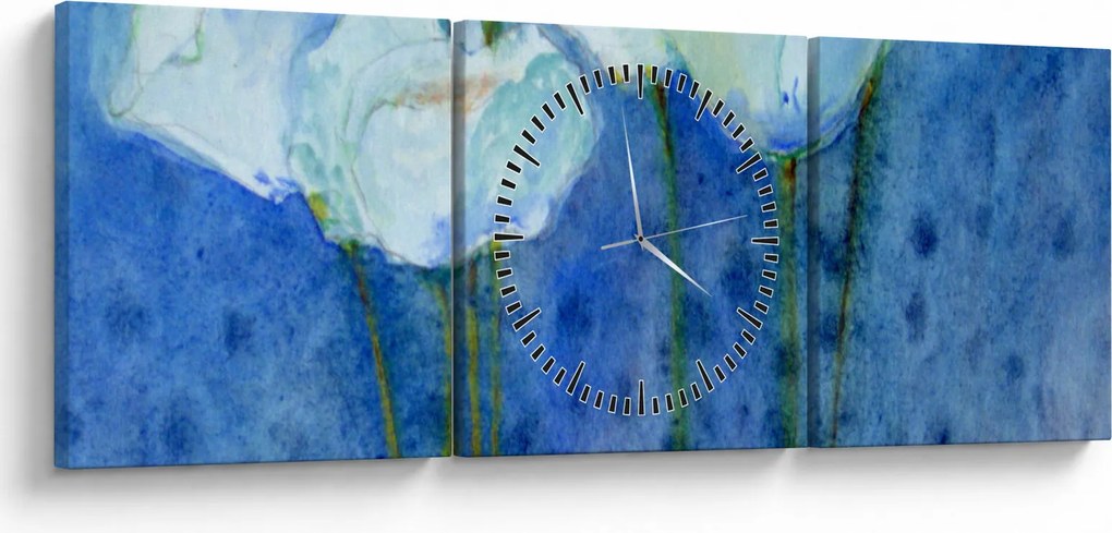 Obraz - Białe tulipany (z zegarem) (90x30 cm)