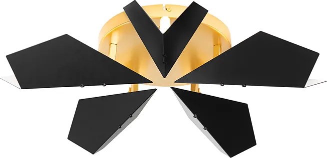 Designerska lampa sufitowa czarna ze złotem 5-świateł - Sinem