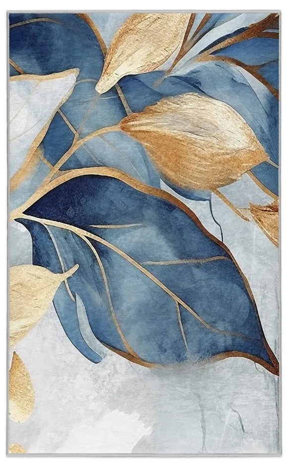 Dywan w niebiesko-złotym kolorze odpowiedni do prania 120x180 cm Golden Leaves – Mila Home