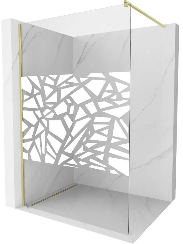 Mexen Kioto ścianka prysznicowa Walk-in 80 x 200 cm, biały wzór 8 mm, złota szczotkowana - 800-080-101-55-85
