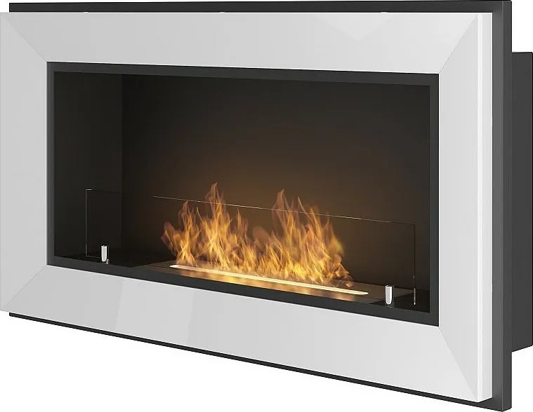 Kominek bioetanolowy Frame 900 SimpleFire do zabudowy w kolorze białym ze szkłem