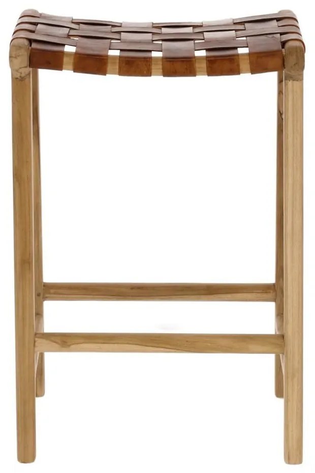 Hoker ze skóry w naturalnym kolorze (wysokość siedziska 67 cm) Calixta – Kave Home
