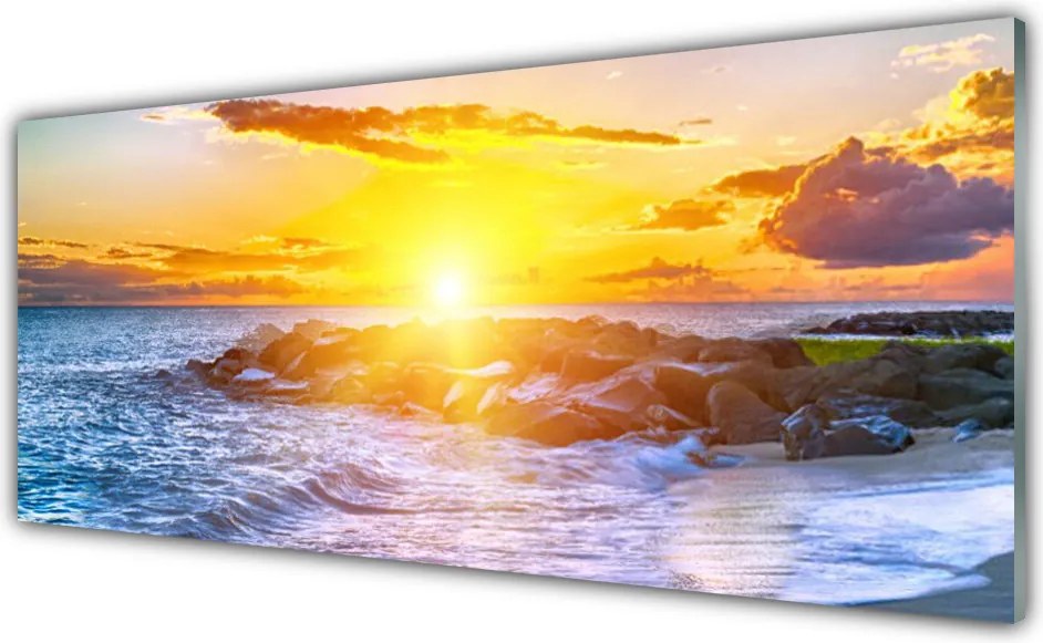 Panel Szklany Ognisty Zachód nad Morzem