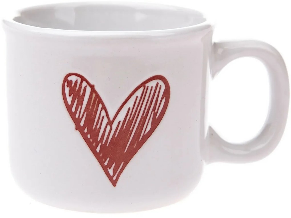 Zestaw 6 ceramicznych kubków Srdíčko II, 90 ml,czerwone