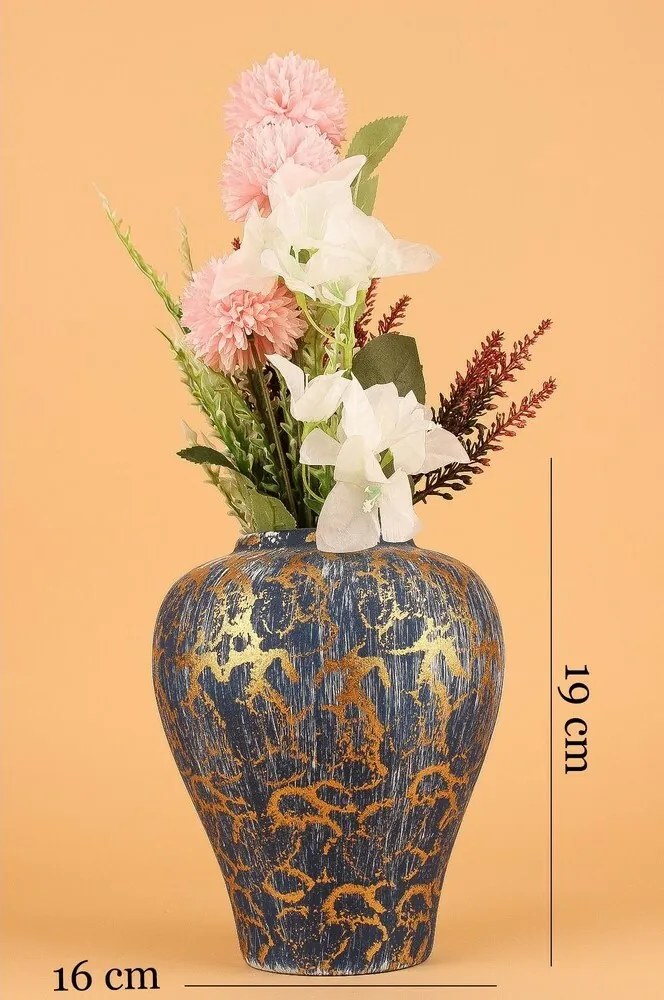Wazon ceramiczny YL744 Vesira niebieski/złoty