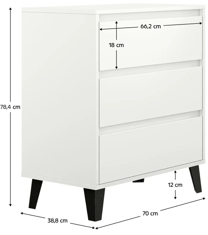 Komoda BOGAN 3S70, biała